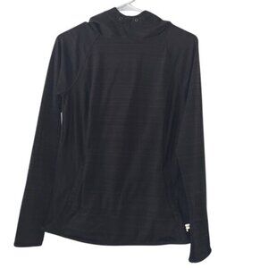 Fila Sport Black Hooded Long-Sleeve Womens Pullover Top M Polyester & Spandex Bl